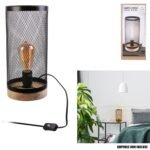 LAMPE A POSER CYLINDRE GRILLE METAL NOIR BOIS