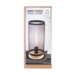 LAMPE A POSER CYLINDRE GRILLE METAL NOIR BOIS – Image 2