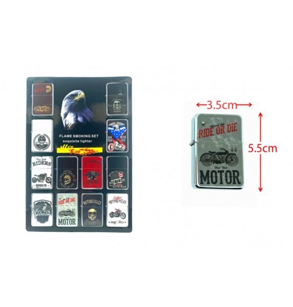 PLAQUE X 12 BRIQUET BIKER TETE DE MORT ASSORTIS