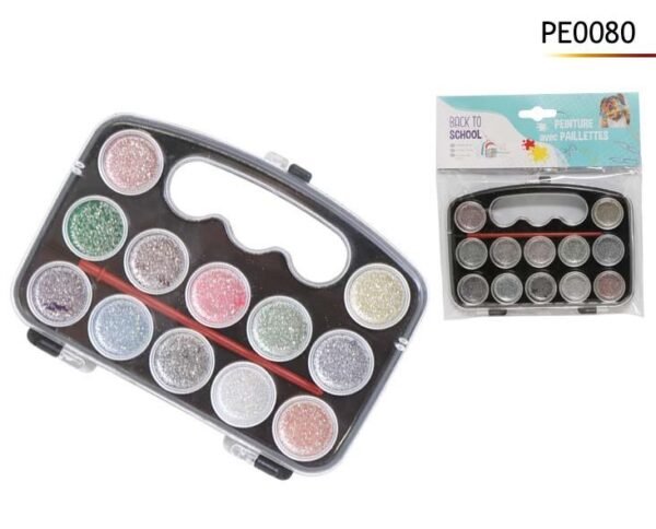 BOITE PEINTURE PAILLETTES + PINCEAU