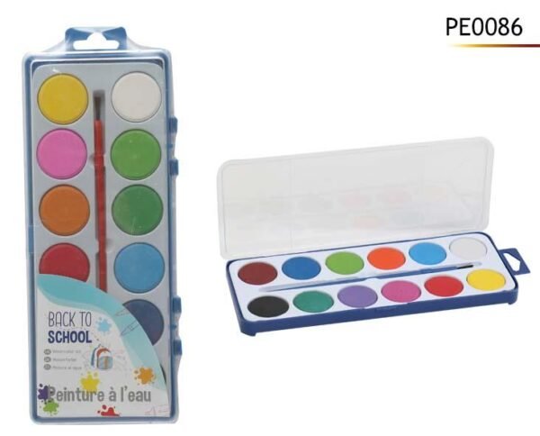BOITE PEINTURE A L'EAU X12 + PINCEAU