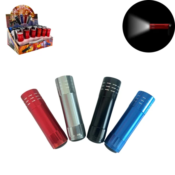 LAMPE DE POCHE METAL 8.5CM 9 LEDS