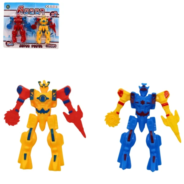 CARTE X 2 FIGURINES ROBOTS 13CM