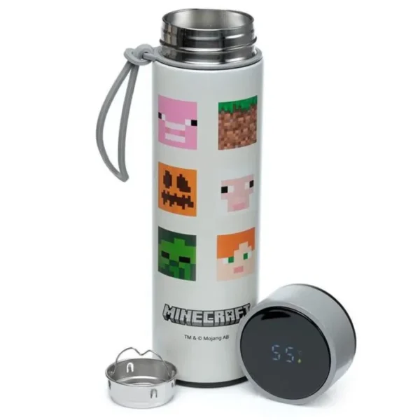 Gourde isolé en acier inoxydable avec thermomètre digital minecraft -