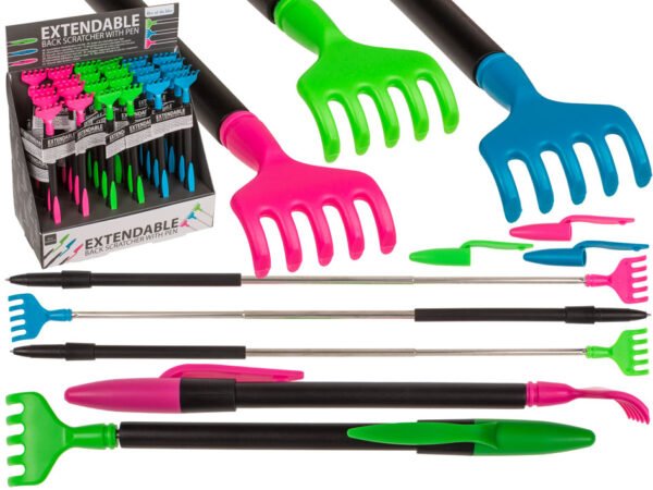 Gratte-dos extensible avec stylo à bille