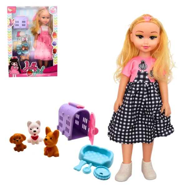 COFFRET POUPEE 32CM + NICHE + CHIENS